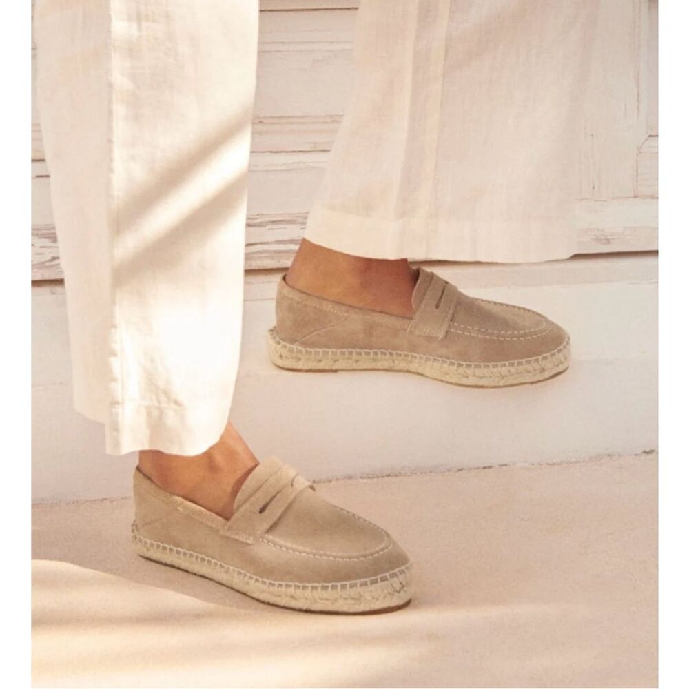 Tan Suede Espadrille Vacation Loafers - Picture 7 of 13